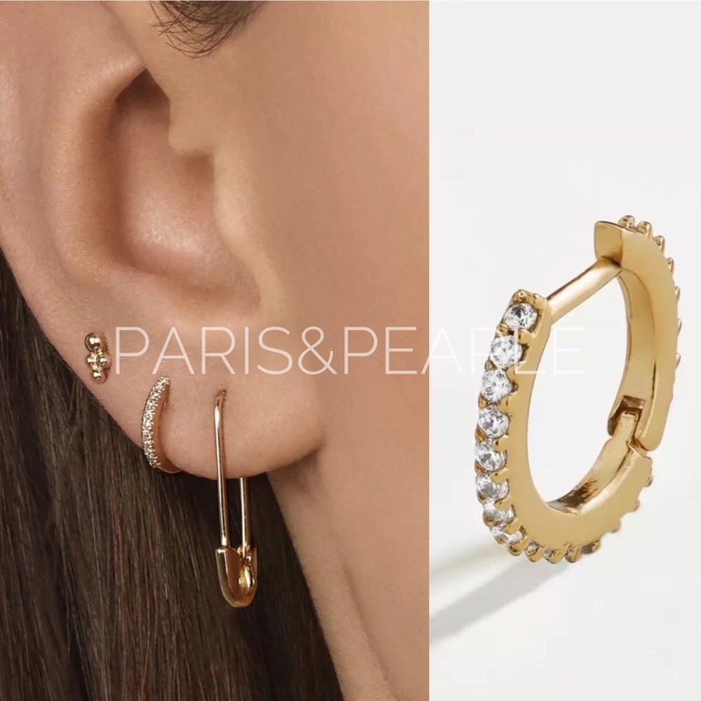 Sweet Simplicity Gold Rhinestone Hoop Earrings
